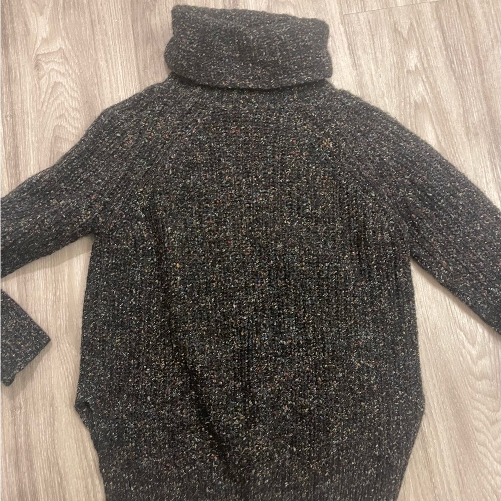Madewell Wool Silk Charcoal Multicolor Turtleneck Sweater Minimalist Cabincore